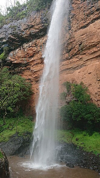 The Bridal Veil Falls during heavy rains in February 2019. The Bridal Veil Falls in Sabie, South Africa..jpg