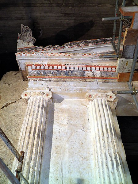 File:The facade of the the Tomb of the Palmettes, first half of the 3rd century BC, Ancient Mieza (7263674714).jpg