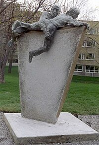 To Overcome, sculpture by John Boxtel, memorialized annual obstacle course, Royal Military College of Canada To Overcome, Sculpture, Royal Military College of Canada.jpg