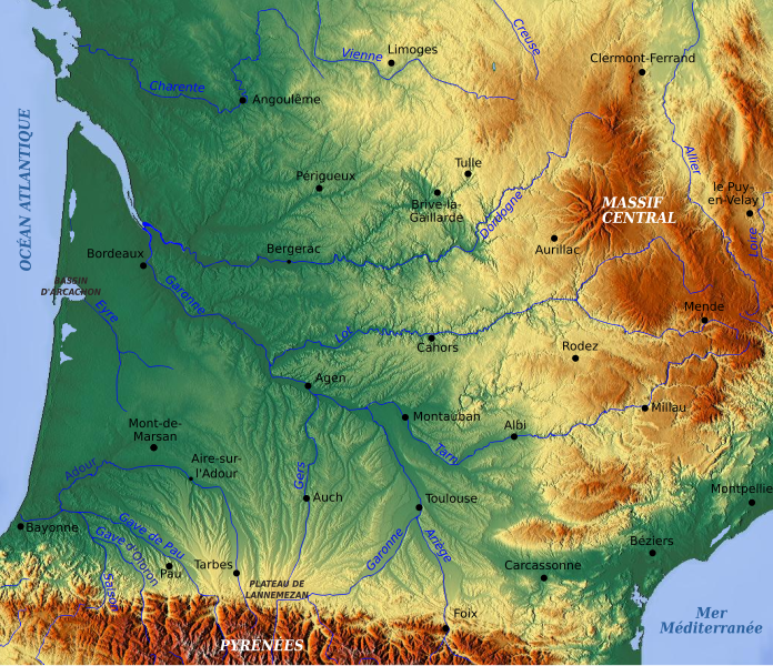 File:Topographic map of South-West France with main rivers and cities.svg