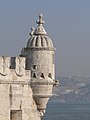 Bastion terrace on Belém Tower with its Moorish bartizan turrets and cupolas from the north-west