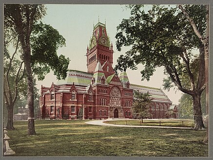 View from northeast. Four-faced clock was added 1897, and destroyed by fire 1956.