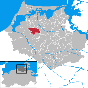Lage der Gemeinde Trinwillershagen im Landkreis Nordvorpommern