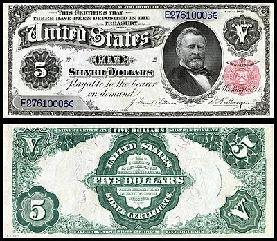 $5 Silver Certificate, Series 1891, Fr.267, depicting Ulysses Grant