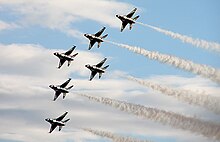 The Thunderbirds form up into a delta USAF Thunderbirds2.jpg