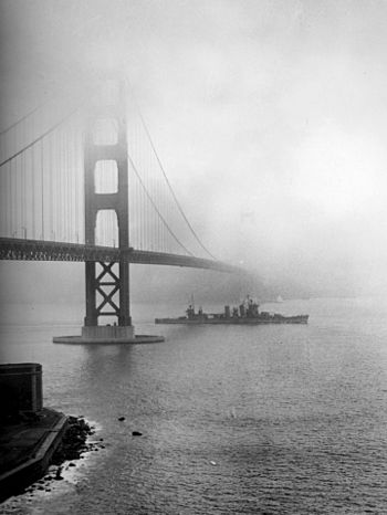 USS San Francisco (CA-38) entering San Francis...