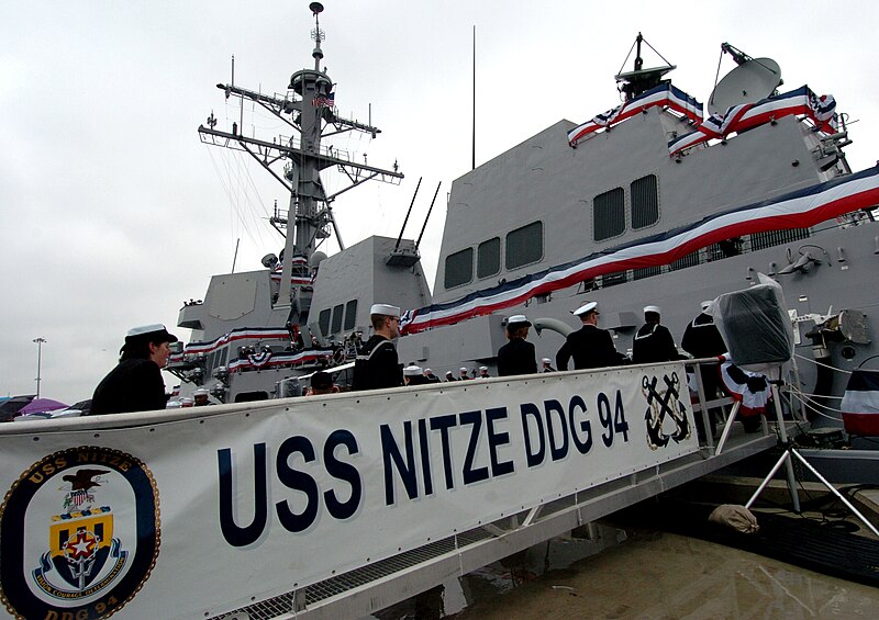 File:US Navy 050305-N-9013W-004 Sailors board the U.S. Navy's newest Arleigh Burke-class guided missile destroyer USS Nitze (DDG 94) as they bring her to life, during the ship's commissioning ceremony.jpg