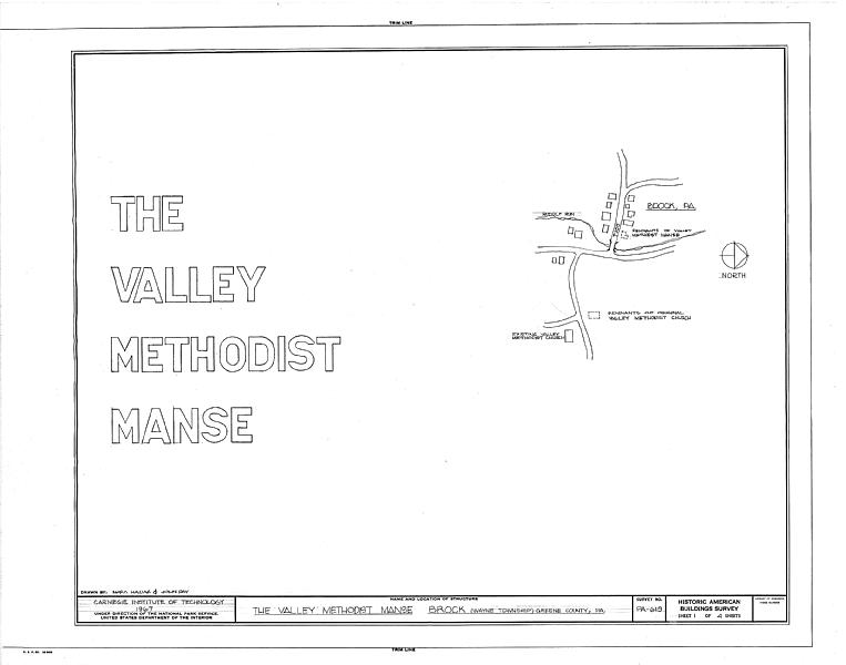 File:Valley Methodist Manse, North side of T355 (Wayne Township), Brock, Greene County, PA HABS PA,30-BROC,1- (sheet 1 of 4).tif