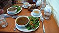 Vegan French lentil soup with salad, bread and tea.jpg