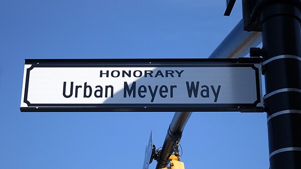 Dublin, Ohio, the city in which Urban Meyer resides, renamed West Bridge Street in his honor for his accomplishments during the 2014 season.