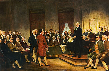 A painting depicting the signing of the United States Constitution