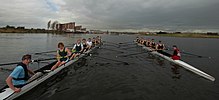 Swansea and Cardiff Universities Men's Senior eights during The Welsh Boat Race in 2006 WelshBoatRace 06.JPG