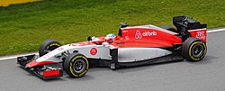 Will Stevens driving the MR03B during the Canadian GP race weekend Will Stevens 070615.jpg