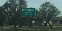 Though Woodson's population once grew to 2,800, it has recently stayed between 250 and 300. Woodson, Texas Population.png