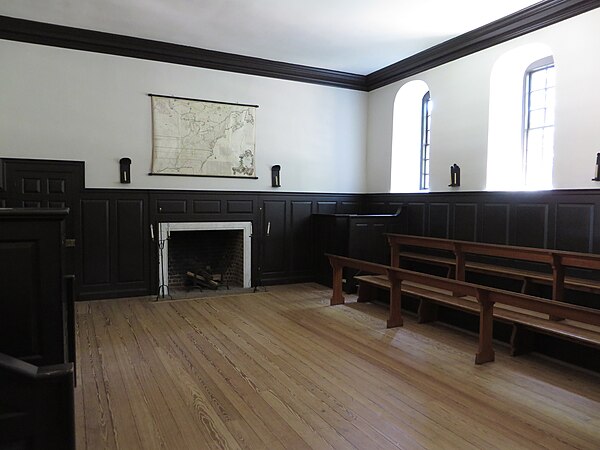 A reconstruction of an original classroom in the Wren Building