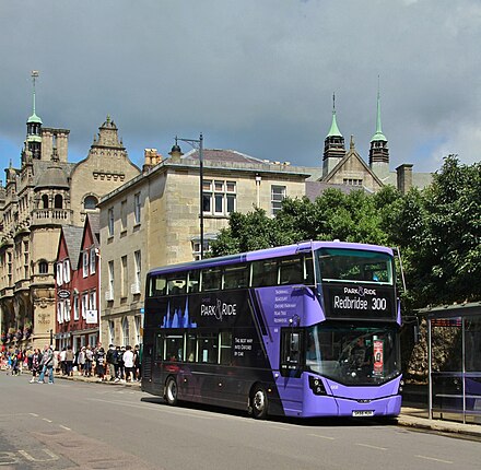 Buses leaving an Oxford park-and-ride