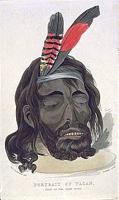 Portrait of Noongar warrior Yagan's severed head, 1833 Yagan.jpg