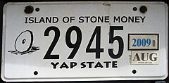 Stone depicted on Yap license plate