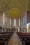 Innenansicht der Zionskirche in Berlin-Mitte, Blick vom Haupteingang in Richtung Chor.