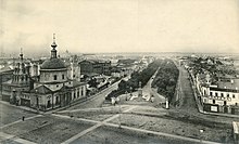 Strastnaya-plein met een kerk, circa 1900