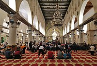 Interior view of the mosque facing the mihrab