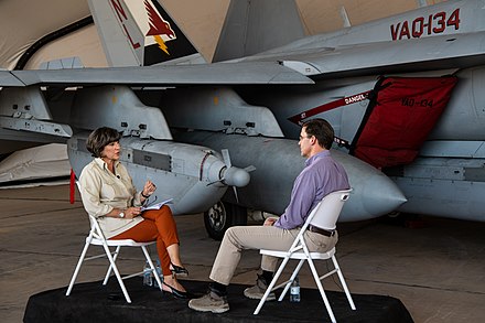 Amanpour interviewing Secretary of Defense Mark Esper in 2019