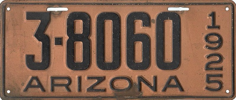 File:1925 Arizona License Plate.jpg