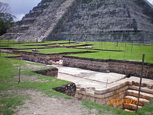 Excavations next to the Temple of Kukulcan ("El Castillo") began in 2009 2009 excavation ChichenItza.JPG