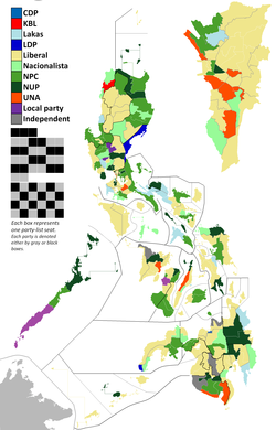 2013 Rezultatele alegerilor din districtul Camerei Reprezentanților din Filipine.png