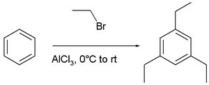 sintezo de 2,4, 6-trietilbenzene