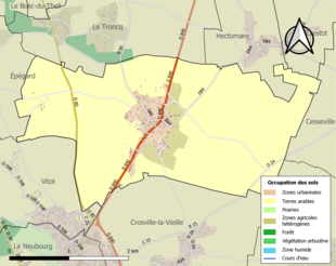 Kolorowa mapa przedstawiająca użytkowanie gruntów.