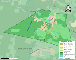 Carte des infrastructures et de l'occupation des sols de la commune en 2018 (CLC).