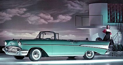 A 1957 Chevrolet Bel Air convertible, an iconic car of the 50's.
