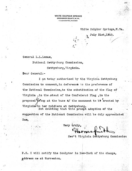 File:6. Thomas Smith, Secretary VGC, to General L.L. Lomax, GNPC, July 31, 1910. Page 2. (9ce74717-955e-49f0-8c01-8976cb06fda3).jpg