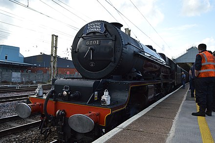 6201 Princess Elizabeth waiting to depart Preston with an excursion train bound for Liverpool.