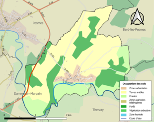 Carte en couleurs présentant l'occupation des sols.