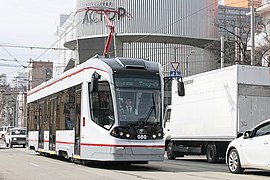 Трамвай 71-911 на Будённовском проспекте, 2016 год