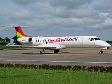 Africa World Airlines ERJ-145 at Tamale Airport 9GAFI at DGLE.jpg