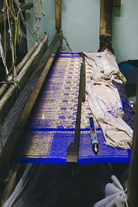 A silk saree loom in Kumbakonam, Tamil Nadu