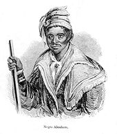 Abraham, a black Seminole leader, from N. Orr's engraving in The Origin, Progress, and Conclusion of the Florida War (1848) by John T. Sprague. Abraham-black-sem.jpg