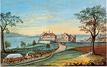 Johann Sebastian Dirr: Schloss Kirchberg bei Immenstaad. Gouache aus dem Jahr 1814