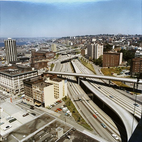 File:Aerial of Interstate 5, north from Downtown Seattle, 1971.jpg