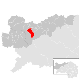 Kommunens läge i distriktet Liezen