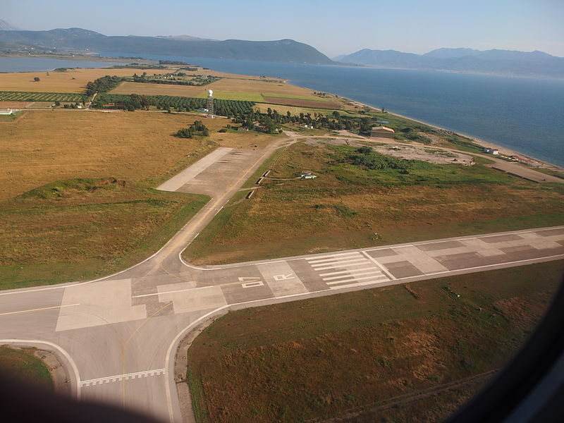 File:Aktion National Airport, runway 07R seen after takeoff from 25R.JPG