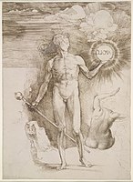 Apollo (with the Solar Disc), c. 1504, pen, 28.5 × 20.2 cm, British Museum, London