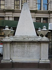 A gravemarker erected by the Corporation of Trinity Church for Alexander Hamilton. Alexander Hamilton Grave.JPG