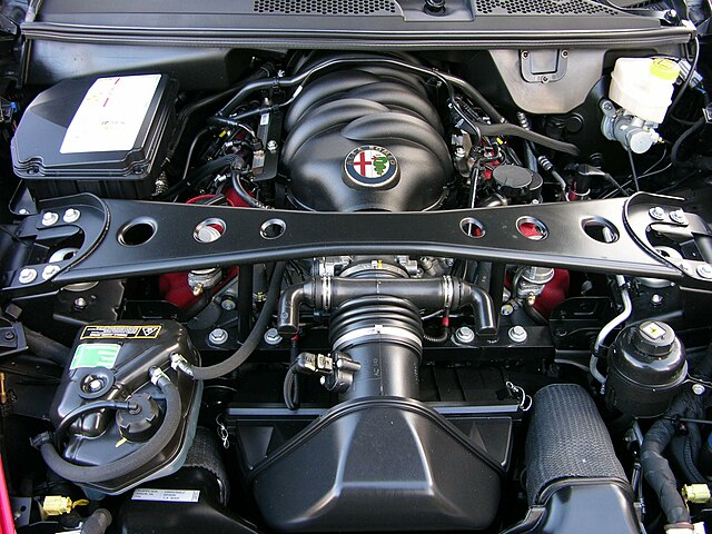 The Ferrari F136 Y V8 engine used in the 8C