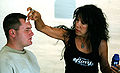 Applying makeup during filming of Transformers at Holloman AFB 2006-05-30.jpg
