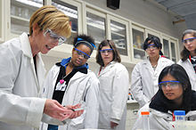 Young women participate in a conference at the Argonne National Laboratory. Argonne lab education.jpg