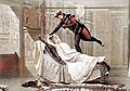 Atelier Nadar - Fly scene from Offenbach's Orphée aux enfers with Jeanne Granier as Eurydice and Eugène Vauthier as Jupiter, 1887 revival, wide-angle shot-Colorized.jpg